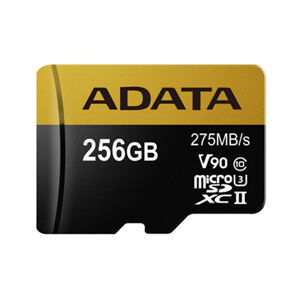 Adata micro SDXC256GB275MBpsUHS-II U3  Class 10+ Adaptér AUSDX256GUII3CL10-CA1