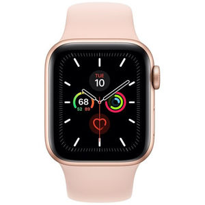 Apple Watch Series 5 GPS, 44mm Gold Aluminium Case with Pink Sand Sport Band - S/M & M/L MWVE2VR/A