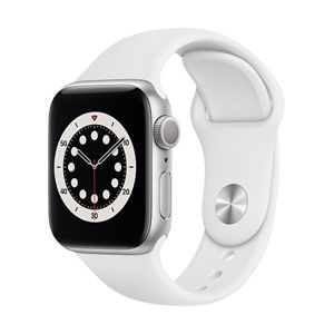 Apple Watch Series 6 GPS, 44mm Silver Aluminium Case with White Sport Band - Regular M00D3VR/A