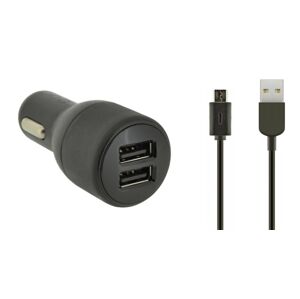 Autonabíjačka 4-OK+Dátový kábel Micro USB, 2x USB Port,12/24 V-4,8 AMP, čierny BLUS48