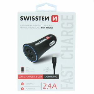 Autonabíjačka Swissten 2.4A s 2x USB + kábel Lightning 20110910