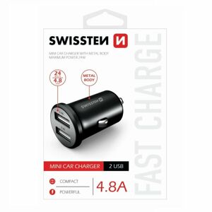 Autonabíjačka Swissten kovová 4.8A s 2 USB slotmi, Black 20114000
