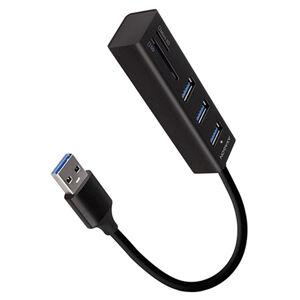 AXAGON HMA-CR3A 3x USB-A + SDmicroSD, USB3.2 Gen 1 hub, USB hub a čítačka kariet, kovová , 20 cm USB-A kábel HMA-CR3A
