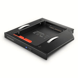 AXAGON RSS-CD09 2.5" SSDHDD caddy into DVD slot, 9.5 mm, LED, ALU RSS-CD09