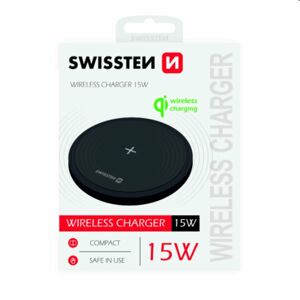 Bezdrôtová nabíjačka Swissten 15W, čierna 22055504