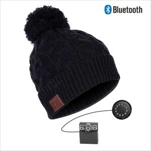 Bluetooth čiapka s brmbolcom, čierna