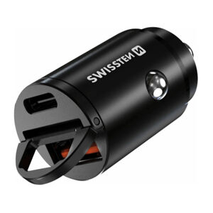 CL adaptér Swissten Power Delivery USB-C + Super charge 3.0 30 W, čierny 20111780