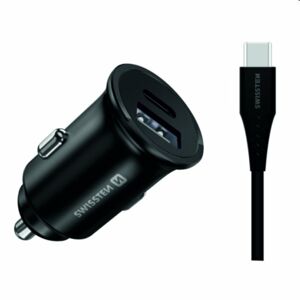 CL adaptér Swissten pre Samsung Super Fast Charging 25W + kábel USB-C/USB-C 1,2m, čierny 20117100