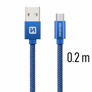 Dátový kábel Swissten textilný s Micro-USB konektorom a podporou rýchlonabíjania, Blue 71522108