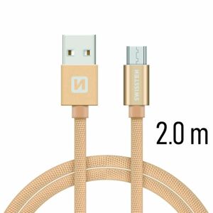 Dátový kábel Swissten textilný s Micro-USB konektorom a podporou rýchlonabíjania, Gold 71522304