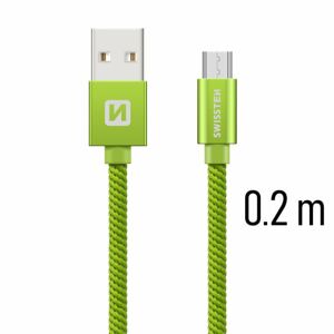Dátový kábel Swissten textilný s Micro-USB konektorom a podporou rýchlonabíjania, Green 71522107