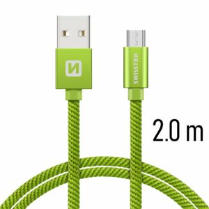 Dátový kábel Swissten textilný s Micro-USB konektorom a podporou rýchlonabíjania, Green 71522307