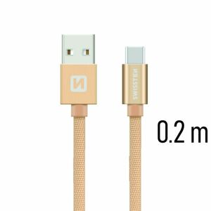 Dátový kábel Swissten textilný s USB-C konektorom a podporou rýchlonabíjania, Gold 71521104