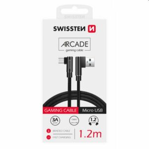 Dátový kábel Swissten USB/MICRO USB textilný s podporou rýchlonabíjania, čierny 71527500