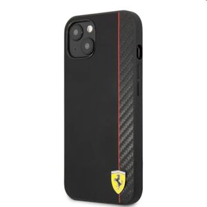 Ferrari Smooth and Carbon Effect zadný kryt pre Apple iPhone 13 mini, čierne 57983106045