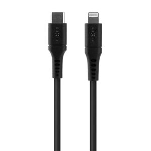 FIXED Dátový a nabíjací Liquid silicone kábel USB-CLightning MFi, PD, 1,2 m, čierny FIXDLS-CL12-BK