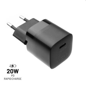 FIXED Mini charger adapter with USB-C, PD 20W, black, vystavený, záruka 21 mesiacov FIXC20M-C-BK