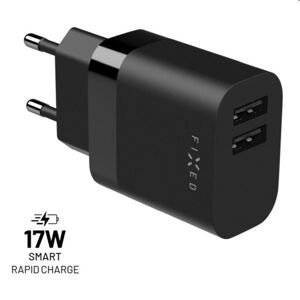 FIXED Sieťová nabíjačka Smart Rapid Charge s 2 x USB, 17W, čierna FIXC17N-2U-BK