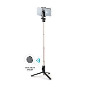 FIXED Snap Selfie Tyč s tripodom a bezdrôtovou spúšťou, 1/4" závit, čierna FIXSS-SN-BK