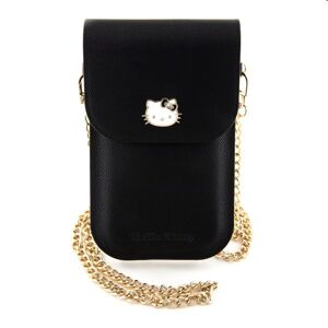 Hello Kitty PU Metal Logo Leather Wallet Phone Bag, black 57983116950