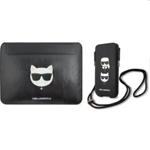Karl Lagerfeld Choupette Sleeve for MacBook AirPro + K&C Head Saffiano PU Pouch L, čierne 57983108953