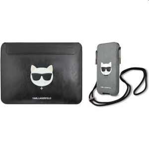 Karl Lagerfeld Choupette Sleeve for MacBook AirPro + Choupette Head Saffiano PU Pouch L, šedé 57983108951