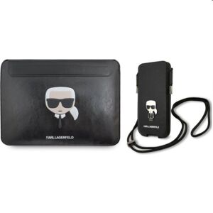 Karl Lagerfeld Sleeve for MacBook AirPro + Saffiano Metal Logo PU Pouch L, čierne 57983108943