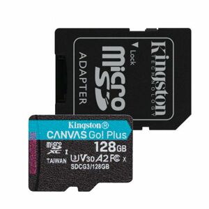 Kingston Canvas Go Plus Micro SDXC 128 GB , SD adaptér, UHS-I U3 A2, Class 10 - rýchlosť 17090 MBs SDCG3128GB