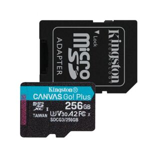 Kingston Canvas Go Plus Micro SDXC 256 GB , SD adaptér, UHS-I U3 A2, Class 10 - rýchlosť 17090 MBs) SDCG3256GB