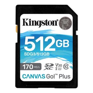 Kingston Canvas Go Plus Secure Digital SDXC UHS-I U3 512 GB | Class 10, rýchlosť 17090 MBs (SDG3512 GB) SDG3512GB