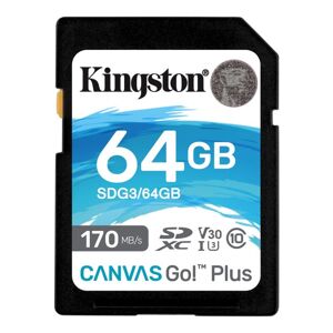 Kingston Canvas Go Plus Secure Digital SDXC UHS-I U3 64 GB | Class 10, rýchlosť 17070 MBs (SDG364 GB) SDG364GB