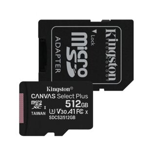 Kingston Canvas SeIect Plus Micro SDXC 512 GB , SD adaptér, UHS-I A1, Class 10 - rýchlosť 10085 MBs SDCS2512GB