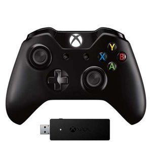 Microsoft Xbox One S Wireless Controller, black + Microsoft Xbox One Wireless Adapter for Windows 4N7-00002