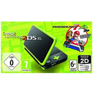 New Nintendo 2DS XL, black & lime green + Mario Kart 7 JAN-S-MADB