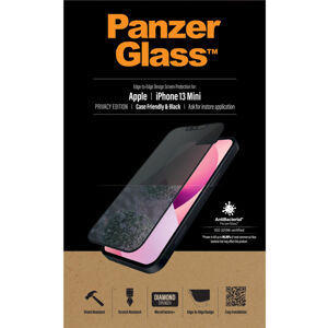 Ochranné temperované sklo PanzerGlass Case Friendly AB s privátnym filtrom pre Apple iPhone 13 Mini, čierne PROP2744
