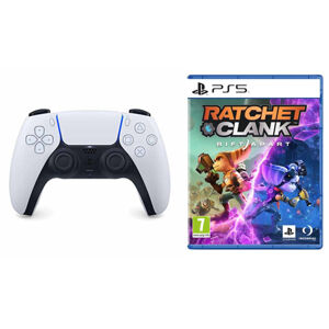 PlayStation 5 DualSense Wireless Controller, black & white + Ratchet & Clank: Rift Apart CZ CFI-ZCT1W