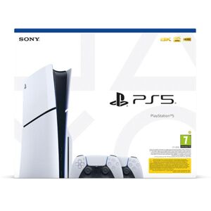 PlayStation 5 (Model Slim) + PlayStation 5 DualSense Wireless Controllers, black & white CFI-2016 A01Y