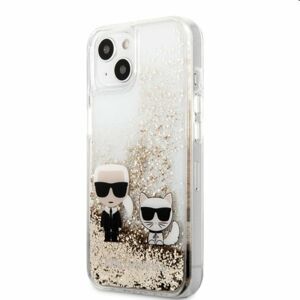 Puzdro Karl Lagerfeld Liquid Glitter Karl and Choupette for iPhone 13 mini, gold 57983105914