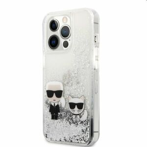Puzdro Karl Lagerfeld Liquid Glitter Karl and Choupette for iPhone 13 Pro, silver 57983105920