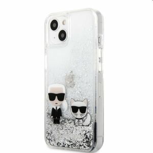 Puzdro Karl Lagerfeld Liquid Glitter Karl and Choupette for iPhone 13, silver 57983105919