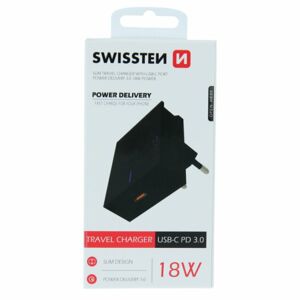 Rýchlonabíjačka pre iPhone Swissten Power Delivery 3.0, 18W, čierna 22049000