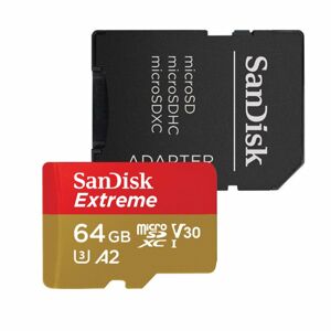 SanDisk Micro SDXC Extreme 64GB + SD adaptér, UHS-I U3 A2, Class 10 - rýchlosť 160/60 MB/s (SDSQXA2-064G-GN6AA) SDSQXA2-064G-GN6AA