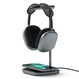 Satechi stojan 2-in-1 Headphone Stand With Wireless Charger - Space Grey Aluminium ST-UCHSMCM