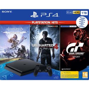 Sony PlayStation 4 Slim 1TB, jet black + Gran Turismo Sport CZ + Uncharted 4: A Thief’s End CZ + Horizon: Zero Dawn CUH-2216B