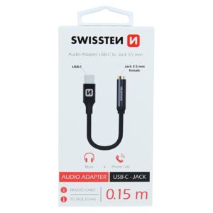 Swissten Audio Adapter Textile USB-CJack 0.15m, black - OPENBOX (Rozbalený tovar s plnou zárukou) 73501301