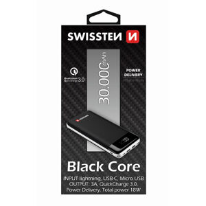 Swissten Black Core Slim Power Bank 30000 mAh