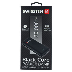 Swissten Black Core Slim Powerbank 20.000 mAh - OPENBOX (Rozbalený tovar s plnou zárukou) 22013928
