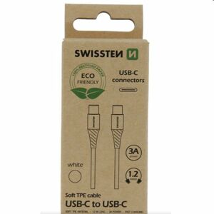 Swissten Data Cable Textile USB-C / USB-C 1.2 m, biely 71506301ECO