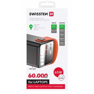 Swissten Power Line Powerbanka 60000 mAh 65W, PD, čierna 22013943