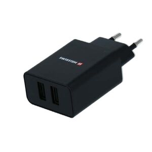 Swissten sieťový adaptér Smart IC 2x USB 2,1A Power + Dátový kábel USB  Lightning MFi 1,2 m, čierny 22056000